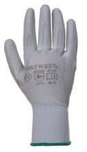 Pracovní rukavice máčené na dlani a prstech v polyuretanu, velikost 9, šedé