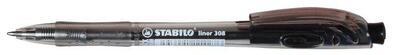 Kuličkové pero "Liner 308", černá, 0,3mm, stiskací mechanismus, STABILO