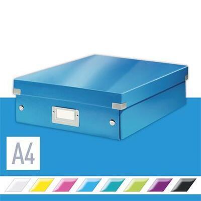 Organizační krabice "Click&Store", modrá, velikost M, lesklá, laminovaný karton, LEITZ - 1
