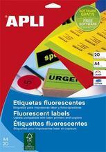 Etikety, zaoblené rohy, fluorescentní žlutá,  64x33,9 mm, 480 ks/bal., APLI - 1/2