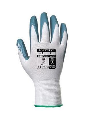 Ochranné rukavice, "Flexo Grip", šedo-bílá, nitril, velikost M - 1