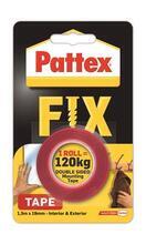 Samolepicí páska "Pattex Fix 120 kg", červená, oboustranná, 19 mm x 1,5 m, HENKEL