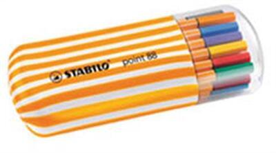Liner  "Point 88 Twister Zebrui", 20 barev, 0,4mm, v oválném plastovém obalu, STABILO