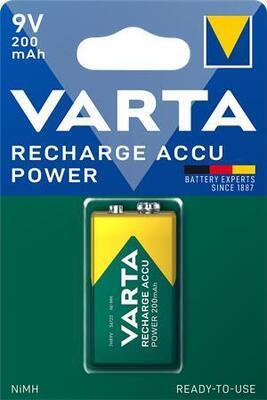 Nabíjecí baterie, 9V, 1x200 mAh, přednabité, VARTA "Power Accu" - 1