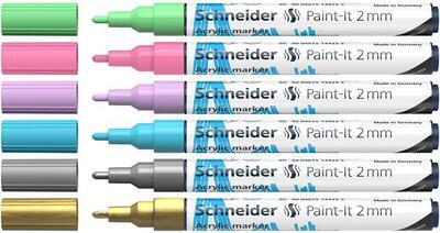 120196 Akrylové popisovače "Paint-It 310", sada 6 barev, 2 mm, SCHNEIDER - 1