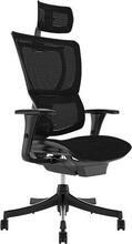 Manažerská židle "MIRUS", s opěrkou hlavy, síťované záda, textilní, černá 