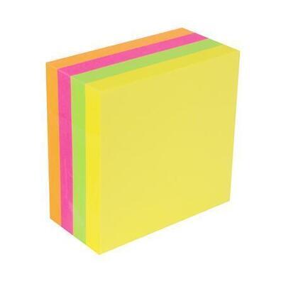 Samolepicí bloček, mix neonových barev, 75 x 75 mm, 4x 100 listů, VICTORIA - 1