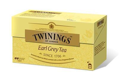 Čaj, černý, 25x2 g, TWININGS "Earl grey"