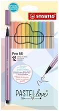 Fixy "Pen 68 Pastellove", sada, 12 různých barev, 1 mm, STABILO 6812-7-7