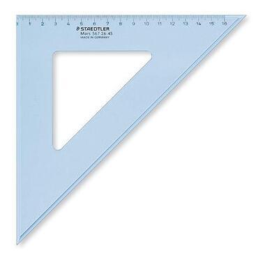 Pravítko trojúhelník "Mars", plastové, 45°, 25 cm, STAEDTLER, transparentní modrá - 1
