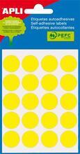 Etikety, žluté, kruhové, průměr 19 mm, 100 etiket/balení, APLI