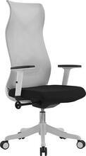 Kancelářská otočná židle "Avalon", opěradlo ze světle šedé síťoviny, černé sedátko, bílý plastový kř