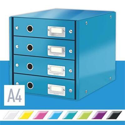 Zásuvkový box "Click&Store", modrá, 4 zásuvky, lesklý, LEITZ - 1