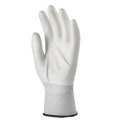 Pracovní rukavice máčené na dlani a prstech v polyuretanu, velikost 8, bílé - 1