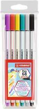 Štětcové fixy "Pen 68 brush", 6 barev, STABILO