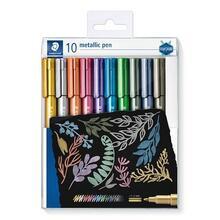 Dekorační popisovače "Design Journey Metallic Pen", 10 barev, 1-2 mm,kuželový hrot, STAEDTLER 8323 T
