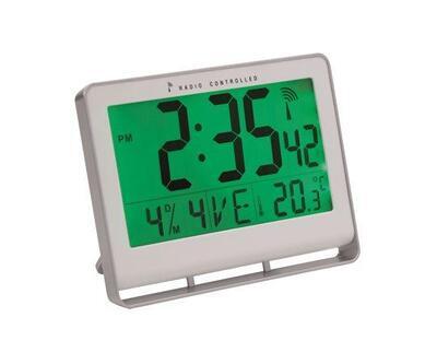 Nástěnné hodiny "Horlcdneo", radio-control, LCD displej, 22x20 cm, ALBA, stříbrné - 1