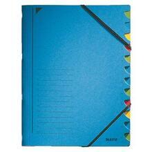 Třídící desky s gumičkou, modrá, 12 částí, karton, A4, LEITZ