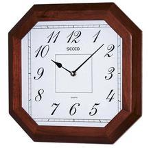 Nástěnné hodiny, tmavé, dřevěný rám, osmihran, 28 cm, SECCO