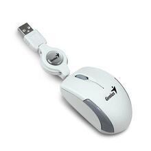 Myš, drátová, optická, malá velikost, USB, GENIUS "Micro Traveler", bílá