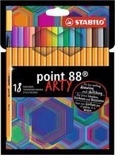 Linery "Point 88 ARTY", 18 různých barev, 0,4 mm, STABILO
