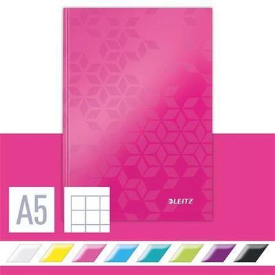Zápisník "Wow", růžová, čtverečkovaný, A5, 80 listů, s tvrdými deskami, LEITZ - 1