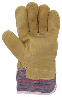 Pracovní rukavice z kůže (hovězí štípenka), velikost 10, šedá/červená - 1