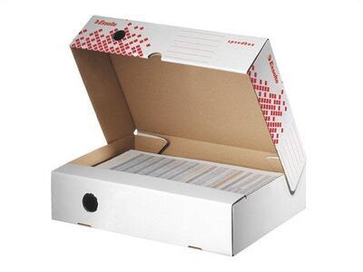 Rychle-složitelná archivační krabice "Speedbox", horizontální, bílá, 80 mm, ESSELTE - 1