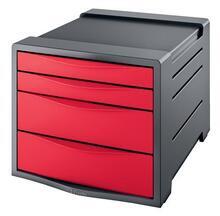 Zásuvkový box "Europost", 4 zásuvky, Vivida červená, plast, ESSELTE