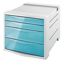 Zásuvkový box "Colour` Ice", transparentní modrá, 4 zásuvky, plast, ESSELTE