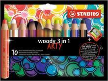 Barevné tužky "Woody ARTY 3 in 1", 10 různých barev, kulatá, silná, STABILO