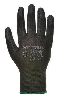 Pracovní rukavice máčené na dlani a prstech v polyuretanu, velikost 7, černé - 2