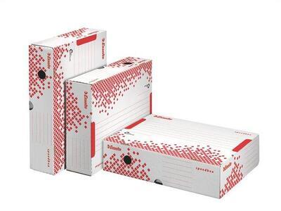 Rychle-složitelná archivační krabice "Speedbox", horizontální, bílá, 80 mm, ESSELTE - 2