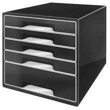 Zásuvkový box "Cube", černá, 5 zásuvek, plast, LEITZ