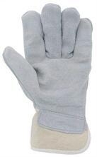 Pracovní rukavice z kůže (hovězí štípenka) a bavlny, velikost 10, šedá/béžová