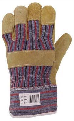 Pracovní rukavice z kůže (hovězí štípenka), velikost 10, šedá/červená - 2