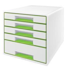 Zásuvkový box "Wow Cube", bílá/zelená, 5 zásuvek, LEITZ
