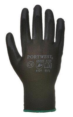 Pracovní rukavice máčené na dlani a prstech v polyuretanu, velikost 9, černé - 2