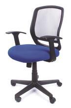 Kancelářská židle "Fun", s područkami, modré čalounění, síťované opěradlo, černý podstavec, MAYAH 11