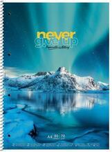 Spirálový sešit "Never give up", mix motivů, čtverečkovaný, A4+, 80 listů, SHKOLYARYK A4-080-6706K