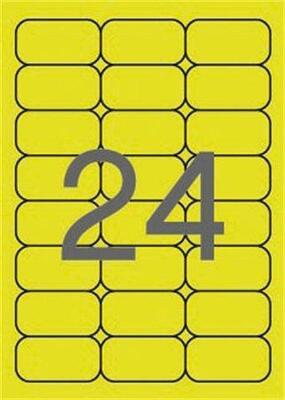 Etikety, zaoblené rohy, fluorescentní žlutá,  64x33,9 mm, 480 ks/bal., APLI - 2