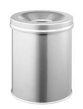 Odpadkový koš "Safe", stříbrná, nehořlavý, kovový, kulatý, DURABLE