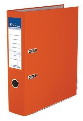 Pákový pořadač "Basic", oranžová, 75 mm, A4, s ochranným spodním kováním, PP/karton, VICTORIA - 2