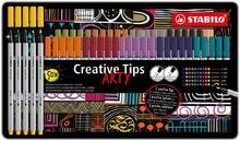 Linery "Creative Tips ARTY", sada, 10 barev, 5 šířek stopy, plechová krabička, STABILO 89/50-6-20