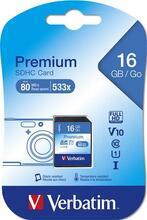 Paměťová karta "Premium", SDHC, 16GB, CL10/U1, 45/10 MB/s, VERBATIM