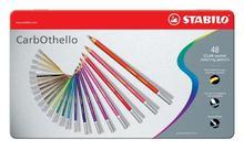 Křídové pastelové barevné pastelky "CarbOthello", sada, 48 barev, kulaté, kovová krabička, STABILO