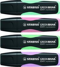 Zvýrazňovače "Green Boss Pastel", sada 4 barev, 2-5 mm, STABILO