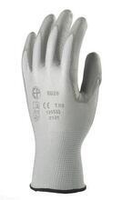 Pracovní rukavice máčené na dlani a prstech v polyuretanu, velikost 9, šedé