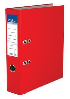 Pákový pořadač "Basic", červený, 75 mm, A4, s ochranným spodním kováním, PP/karton, VICTORIA - 2