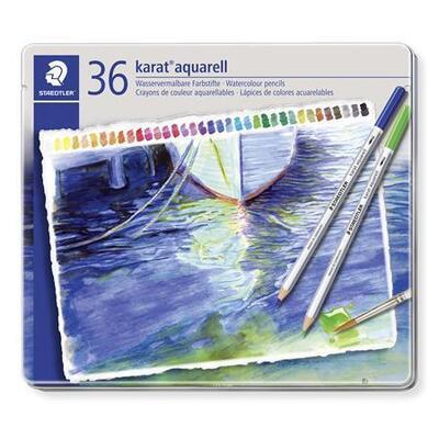 Akvarelové pastelky "Karat", sada, kovová krabička, 36 barev, STAEDTLER - 3